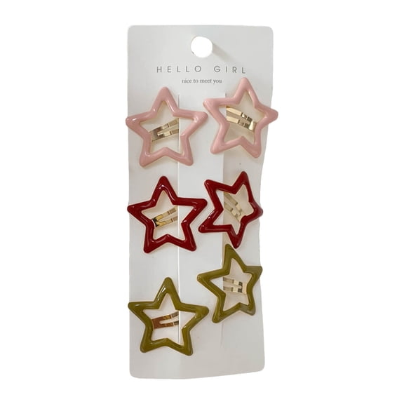 6Pcs Metal Snap Hair Clips Star Barrettes Hair Accessories For Women Girls Hairpins 6PCS