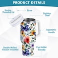 thumbnail image 2 of Yayeee 30oz Stainless Steel Tumbler with Straw and Handle Double-Wall Insulated Travel Water Bottle, Watercolor Butterfly Pattern, 2 of 8
