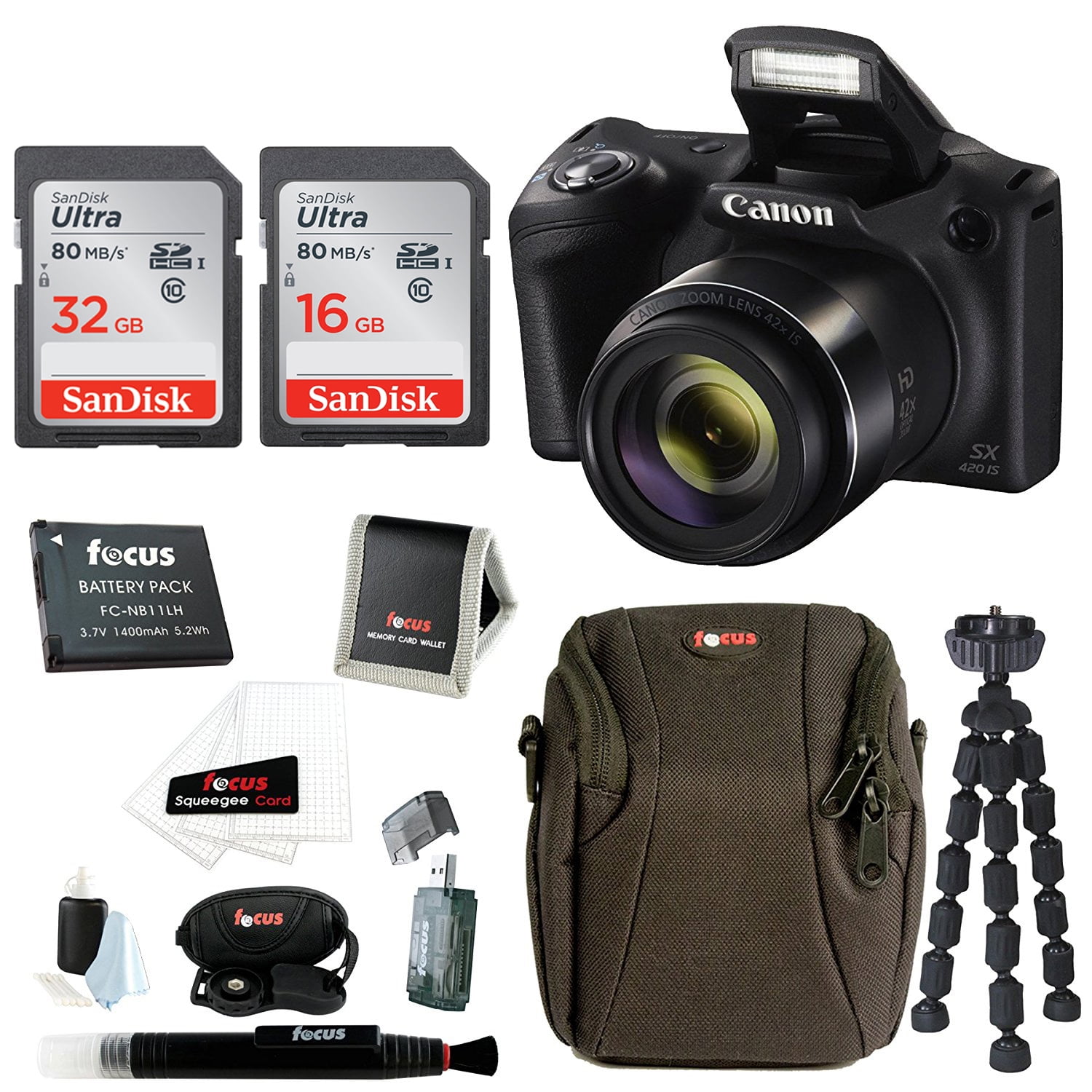 Canon PowerShot SX420 IS Digital Camera with 32GB SD Memory Card Accessory Bundle Black 