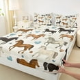 thumbnail image 3 of Manfei Brown Black Horse Queen Sheet Sets,Country Farmhouse Lodge Flat Sheet,Blue Heart Print Queen Fitted Sheet For Boys Kids,Super Cozy Room Decor,4pcs, 3 of 7