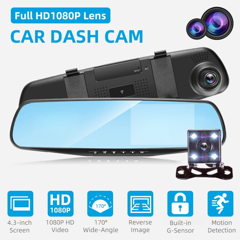 Dash Cam Recorder with rear camera HD1080P Vehicle Car 4.3" DVR For Sun Visor 