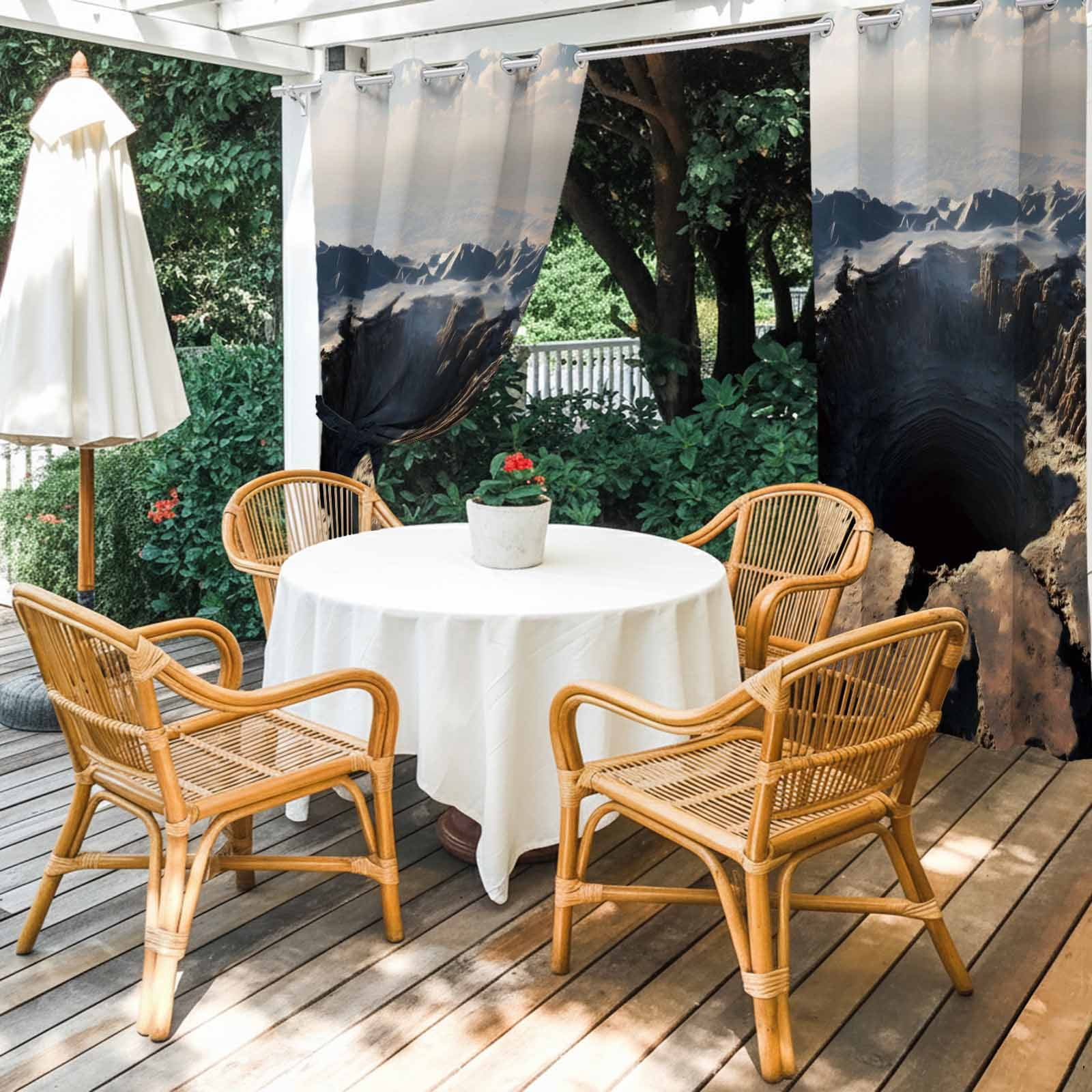 Abyss Crater Outdoor Curtains for Patio, Ground Fissure Earth Brown Crevice Texture Sunshade Privacy Drapes Grommet Waterproof Outside Curtains for Porch/Cabana/Balcony 54"x 108", 1 Panel