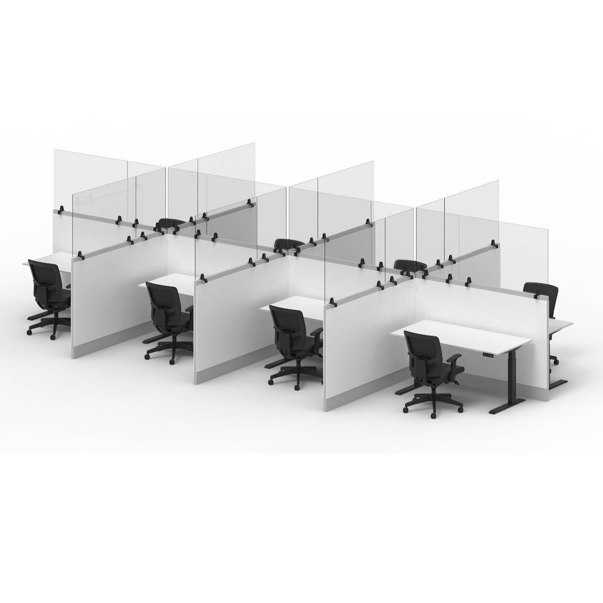 Office Accents Antimicrobial Desktop Panel, Portable Freestanding Protective Acrylic Shield & Sneeze Guard Cubicle Wall Extender - Clamp-On - Clear, 48" x 30" - image 4 of 5