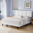 thumbnail image 2 of Full Bed Frame, Full Size Platform Bed With Fabric Upholstered Headboard, White, 2 of 6