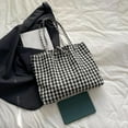 thumbnail image 5 of SPEKSEE Gingham Tote Bag Vintage Shoulder Tote Lightweight Shoulder Bag Gingham Large Capacity Handbag, 5 of 7