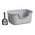 thumbnail image 1 of Bandeja de arena para gatos con parte abierta y lados altos antisalpicaduras para gatos de interior Contenedor de arena para gatos Recipiente Gris, 1 of 8