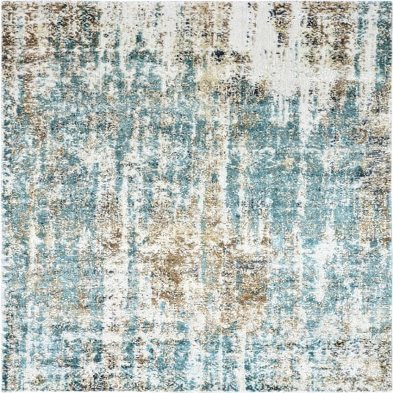 Ahgly Company Indoor Square Mid-Century Modern Gunmetal Gray Oriental Area Rugs, 4' Square