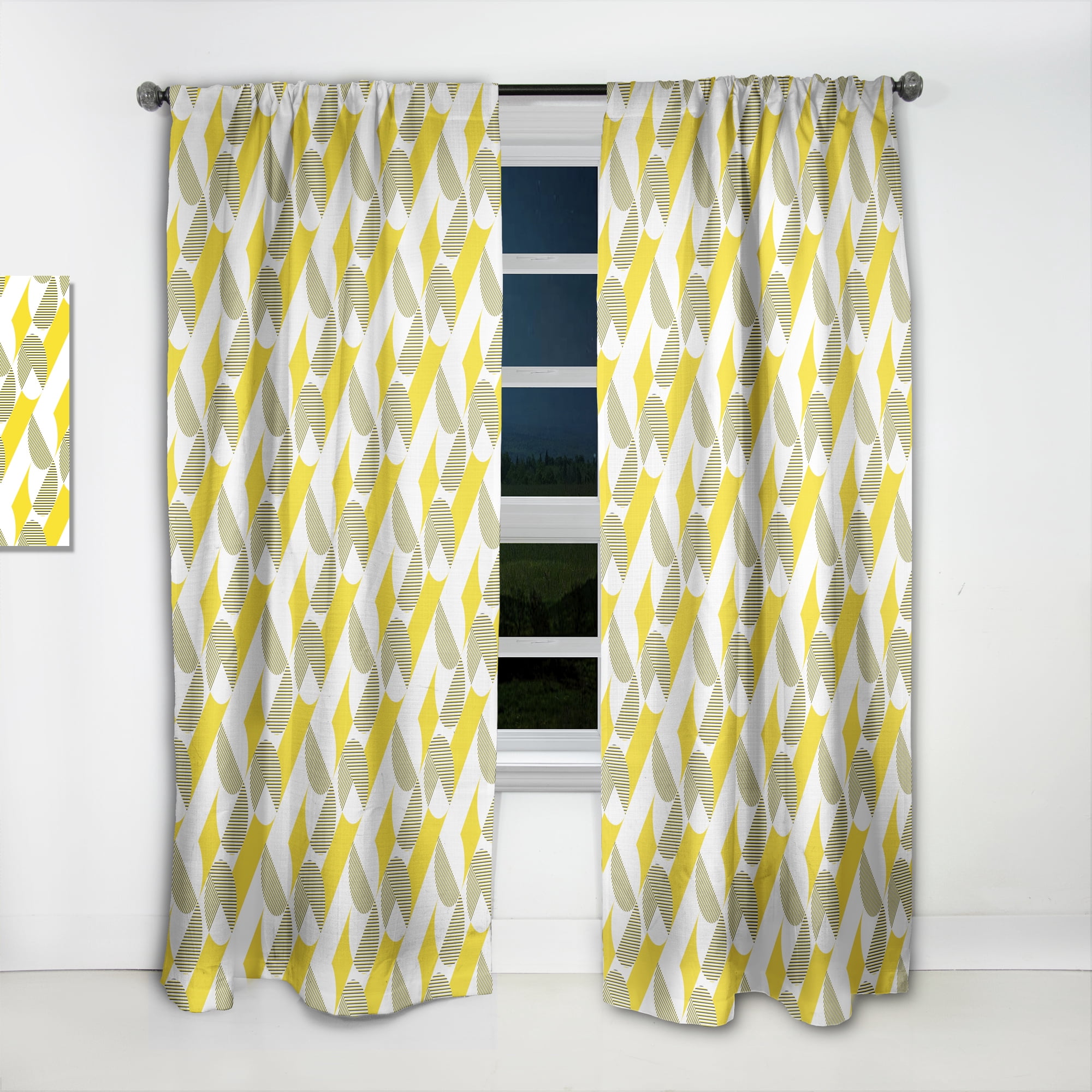 Designart 'Abstract Retro Geometric Pattern Design II' Mid-Century Modern Curtain Panel