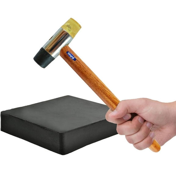Jewelers Bench Block Rubber 4" x 4" & Small Rubber and Plastic Mallet Stamping