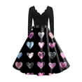 thumbnail image 4 of Valentine Day Dress for Women Long Sleeve V-Neck Cocktail Dresses with Belt 3D Love Heart Printing A-Line Dress Dark Gray XL, 4 of 4