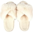 thumbnail image 2 of Women's Soft Plush Lightweight House Slippers Fuzzy Cross Band Slip on Open Toe Cozy Indoor Outdoor Slippers, 2 of 13