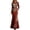 Brick Red, variant on Xijirk Women Halloween Skeleton Rose Printed Maxi Dress Long Sleeve Crewneck Fitted Floor Length Outfit for Evening Party Themed Occasion,XL