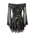 thumbnail image 6 of JFOPQVSM Women Gothic Off The Shoulder Dress Long Bell Sleeve Mesh Short Dresses Halloween Dress-Up, 6 of 8