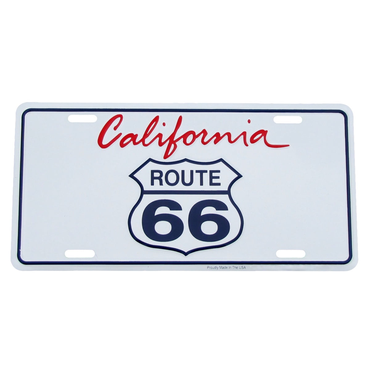 Route 66 Chrome Diamond 12" x 6" Embossed Metal License Plate Tag 