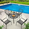 39.4" Outdoor Patio Dining Table for 4 Square Metal Patio Table with 1.