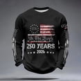 thumbnail image 2 of 250th Anniversary USA Mens Shirts Long Sleeve Tshirts Casual Waffle Red White and Blue Print Tops Independence Day Patriotic Pullover 4th of July Celebration Party Crew Neck Tees Black S, 2 of 4