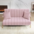 thumbnail image 4 of HSUNNS Loveseat Sofa, Modern Love Seat Couches for Living Room, Velvet Upholstered Love Seats Furniture with 2 Throw Pillows, Solid and Easy to Install Small Couch for Bedroom, Apartment, Pink, 4 of 11