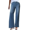 thumbnail image 1 of Gibobby Jeans dama talla extra Pantalón Vaquero De Mujer Talle Con Cintura Elástica Y Efecto Pierna Ancha(Azul,CH), 1 of 5