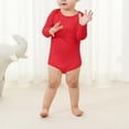 thumbnail image 2 of IVEYRTF Toddler Kids Bodysuit Solid Color Long Sleeve Romper Snap Closure Soft Spring Fall Comfortable Fit Jumpsuit One-Piece Outfit for Children 3-24 Months(Red,12 Months), 2 of 7