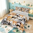 thumbnail image 2 of meiyoeat Cute Cat Pattern Full Size Comforter Sets,Colorful Pet Print Bedding Comforter Set,Light Gray Reversible,3pcs,1 Comforter and 2 Pillowcases, 2 of 7