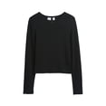 thumbnail image 1 of Camiseta de Manga Larga Acanalada para Niñas GAP Color Negro Verdadero Talla S, 1 of 1