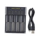 thumbnail image 1 of de baterías 18650 Cable USB negro de 4 ranuras Cga rápida inteligente 5V / 2A Estuche de cga de plástico pa baterías de Sunnimix Cargadores de baterías, 1 of 8