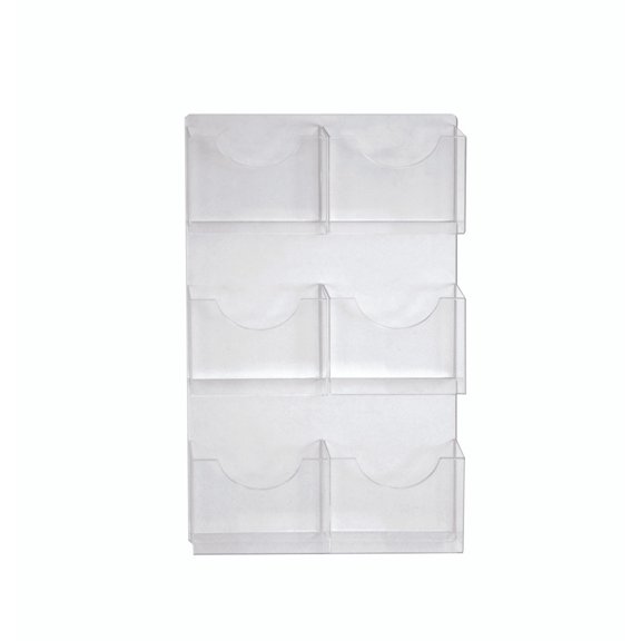 Six-Pocket Wall Mount Letter Brochure Holder, 2-Pack