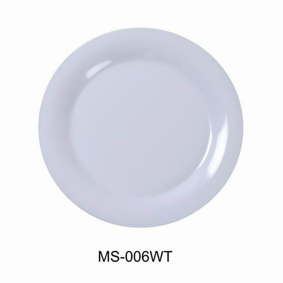 6.5 in. Mile Stone Wide Rim Round Plate, White - Pack of 48