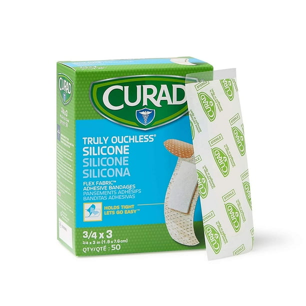 Curad Truly Ouchless Silicone Adhesive Bandages, Flex Fabric Bandages