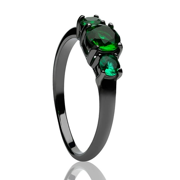 Emerald Wedding Ring - Solitaire Wedding Ring - Titanium Wedding Ring - Gunmetal Ring, 4.75