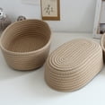 thumbnail image 3 of Small Woven Basket for Organizing, Small Rope Basket for Toy Cotton Round Storage Kids Baby Dog Cat Gifts, 9.1 x 5.1 x 2.8 Inch, 3 of 9