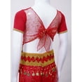 thumbnail image 5 of Alvivi Kids Girls Indian Belly Dance Outfit Arabian Princess Carnival Costume Crop Top and Pants Set Red 3Pcs/Set 5-8, 5 of 7