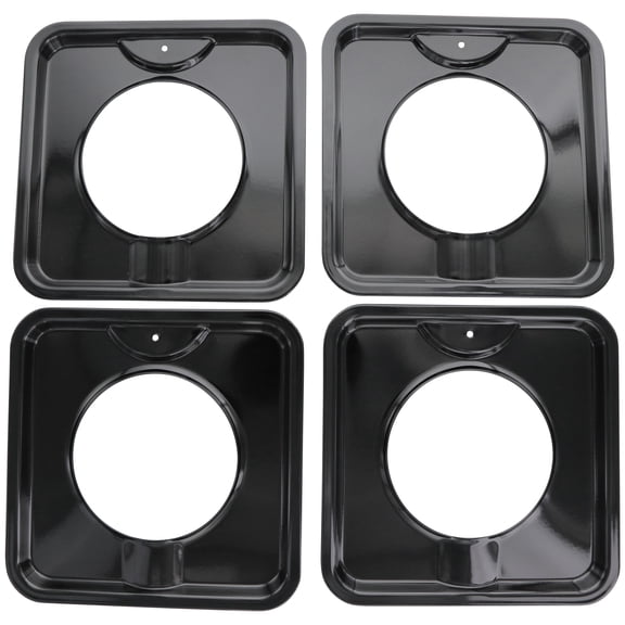 KITCHEN BASICS 101 Made in the USA SGP-400 4 Pack Black Porcelain 7.75” Heavy Duty Square Gas Range Pans Replacement for WP786333, AP6011553, PS11744751