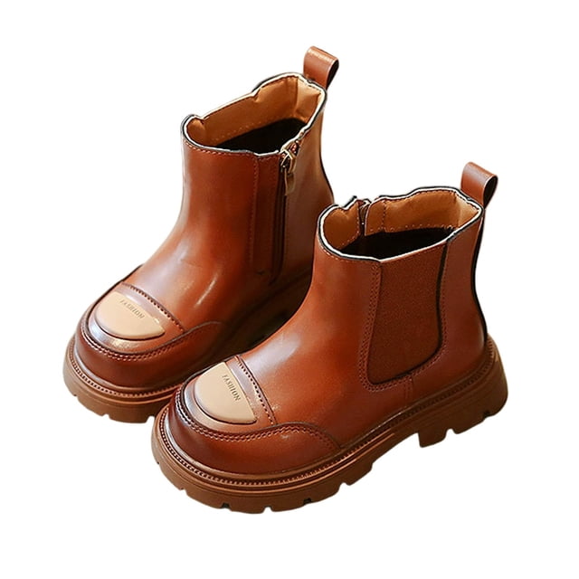 Girls' Short Boots Fashionable Small Leather Boots for Winter, Stylish and Trendy