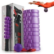 5 in 1 Foam Roller Set, Trigger Point Foam Roller Patented, Massage Stick, Massage Ball, Resistance Band for Deep Muscle Massage Pilates Yoga, Fitness Exercise for Whole Body