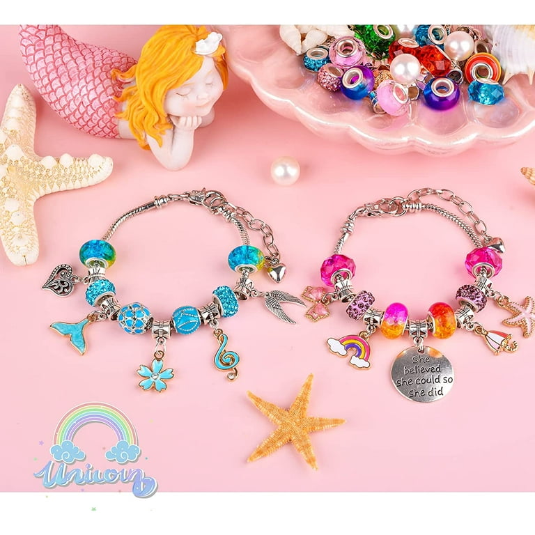 Charm Bracelets Kit with Beads Jewelry Charms Bracelets for DIY Craft  Beautiful Girls Jewelry Making Kit Gifts for Teen Girls 