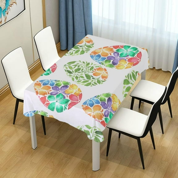 SKYSONIC Easter Eggs Rectangle Tablecloth Spill-Proof Polyester Table Cloth Table Cover for Kitchen Dining Picnic Holiday Party Decoration,60x120 Inch