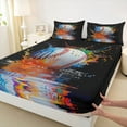 thumbnail image 3 of Homewish Boys Baseball Lover Twin Sheet Sets, Splash Splatter Artwork Twin Fitted Sheet, Modern Ball Sport Flat Sheet, Ultra Soft Bedroom Decor, 3 Pieces, 3 of 7