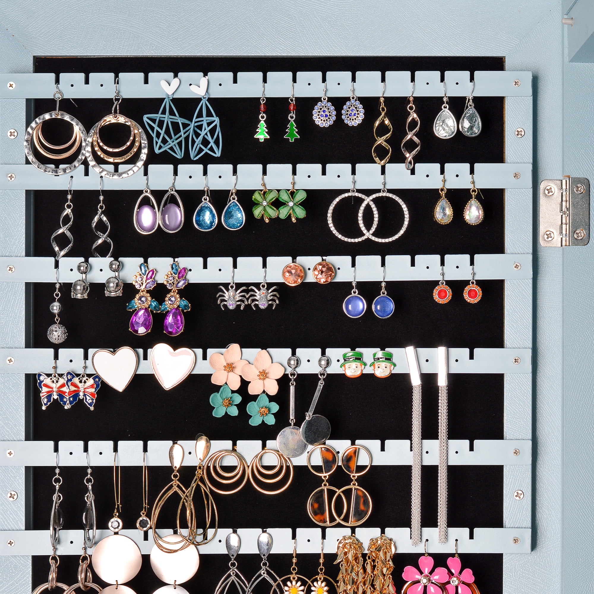 Aukfa Jewelry Cabinet with Mirror - Integrated Led Light – Blue
