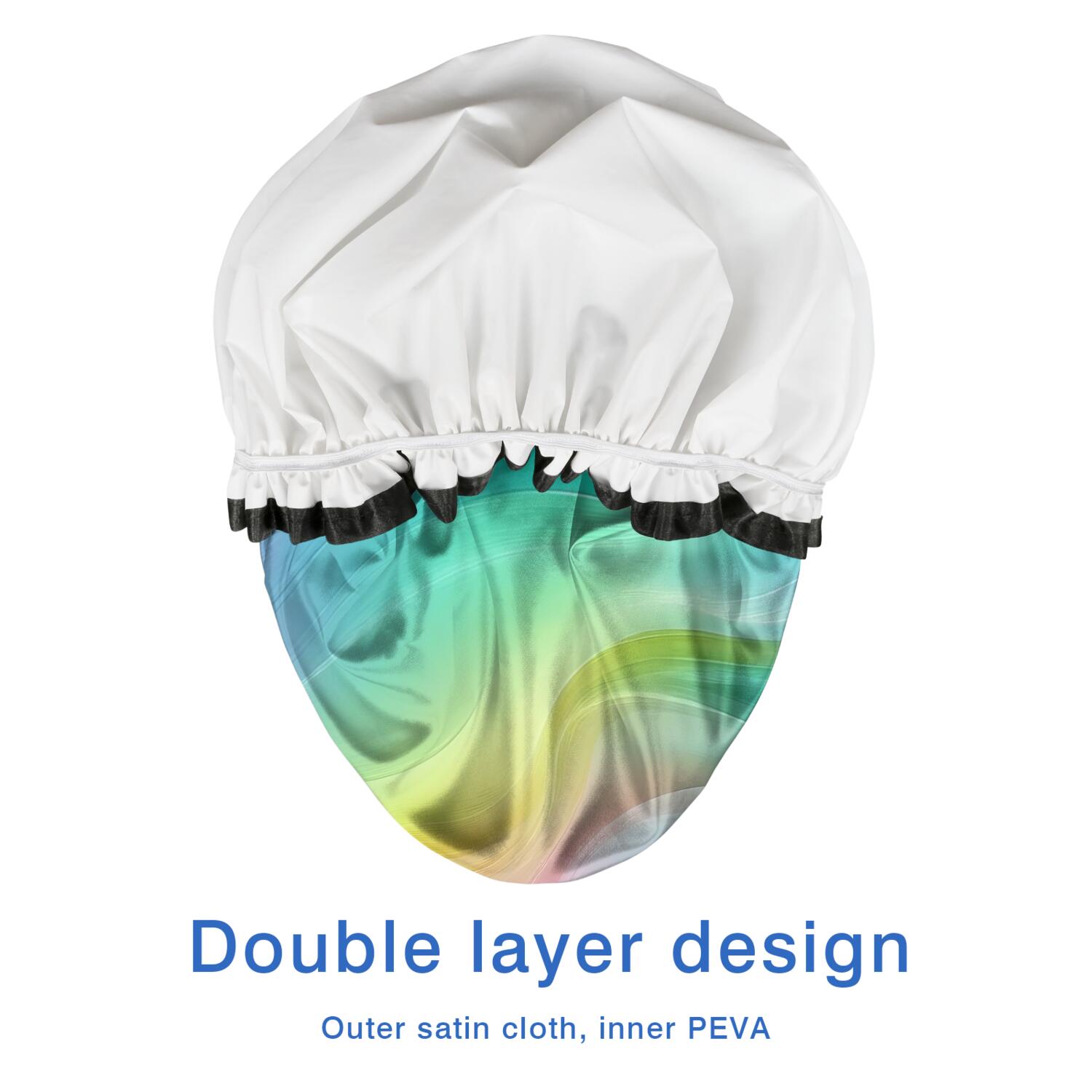 Shower Caps,Rainbow Tie Dye Swirl Pattern Waterproof Shower Cap for Women 4 Pieces,Double Reusable Hair Cover for Shower PEVA Elastic Stretch Hem