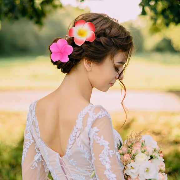 Niceauty Hawaiian Flower Claw Clips Decoration for Women Wedding Event 24Pcs