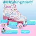 thumbnail image 4 of Puedo Roller Skates Girls  with Light Up Wheels PU Leather High-top Skate for Kids, Women, Youth and Beginners  Indoor Outdoor, White (Women 8.5), 4 of 7