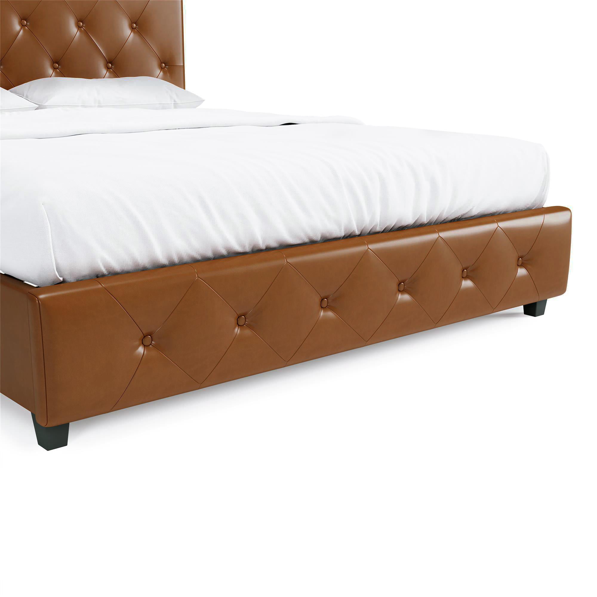 DHP Dakota Upholstered Platform Bed, Queen, Camel Faux Leather