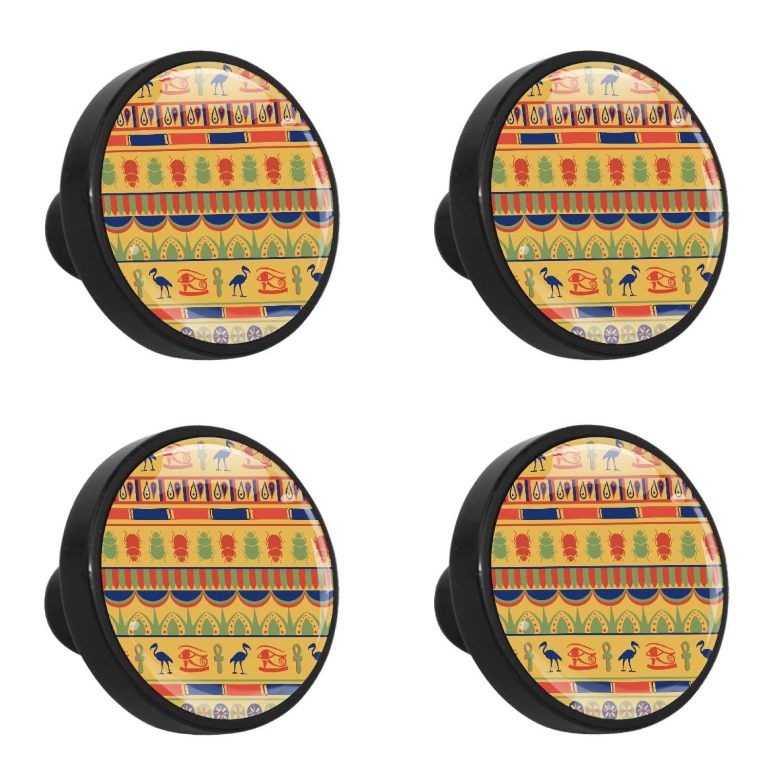 4 Pcs Egyptian Hieroglyphics Knobs for Kitchen Cupboard Dresser