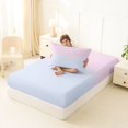 thumbnail image 4 of Manfei Boho Gradient Twin Fitted Sheet, Dreamy Rainbow Bedding, Pink Light Blue, 2 Pieces, 1 Fitted Sheet and 1 Pillowcase, 4 of 6