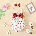 thumbnail image 2 of Besolor Newborn Infant Baby Girl Bubble Romper Cute Bowknot Polka Dots Sleeveless Bodysuit with Headband Summer Clothes, 2 of 9
