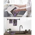 thumbnail image 5 of Purple Flowers Kitchen Dish Towels for Drying Dishes Set of 2, Butterfly Spring Floral Wooden Farmhouse Waffle Weave Microfiber Hand Tea Bathroom Towels Quick Dry & Absorbent Towel 12x12, 5 of 7
