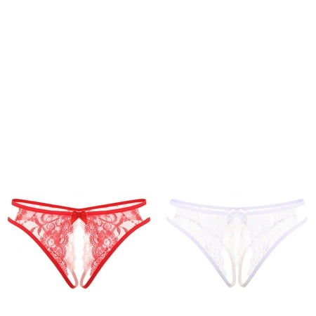 Wijhcboe 2 Pack Women B Bustier Sexy Lace Open File Workout Underwear plus Size Sexy Panties Low Waist Womens Underwear Bikini Lace Beautiful Transparent T Pants Underwear Men Thong Athletic Underwe