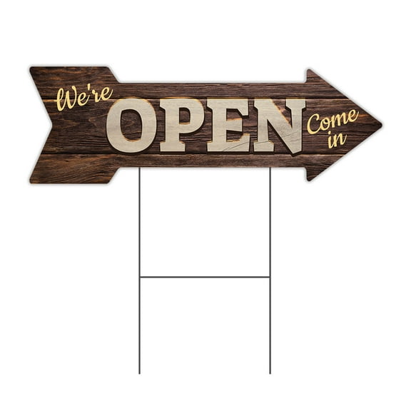 SignMission C-ARROW10-DS-999695 10 x 30 in. Corrugated Plastic Double Sided Arrow Sign - Open 2