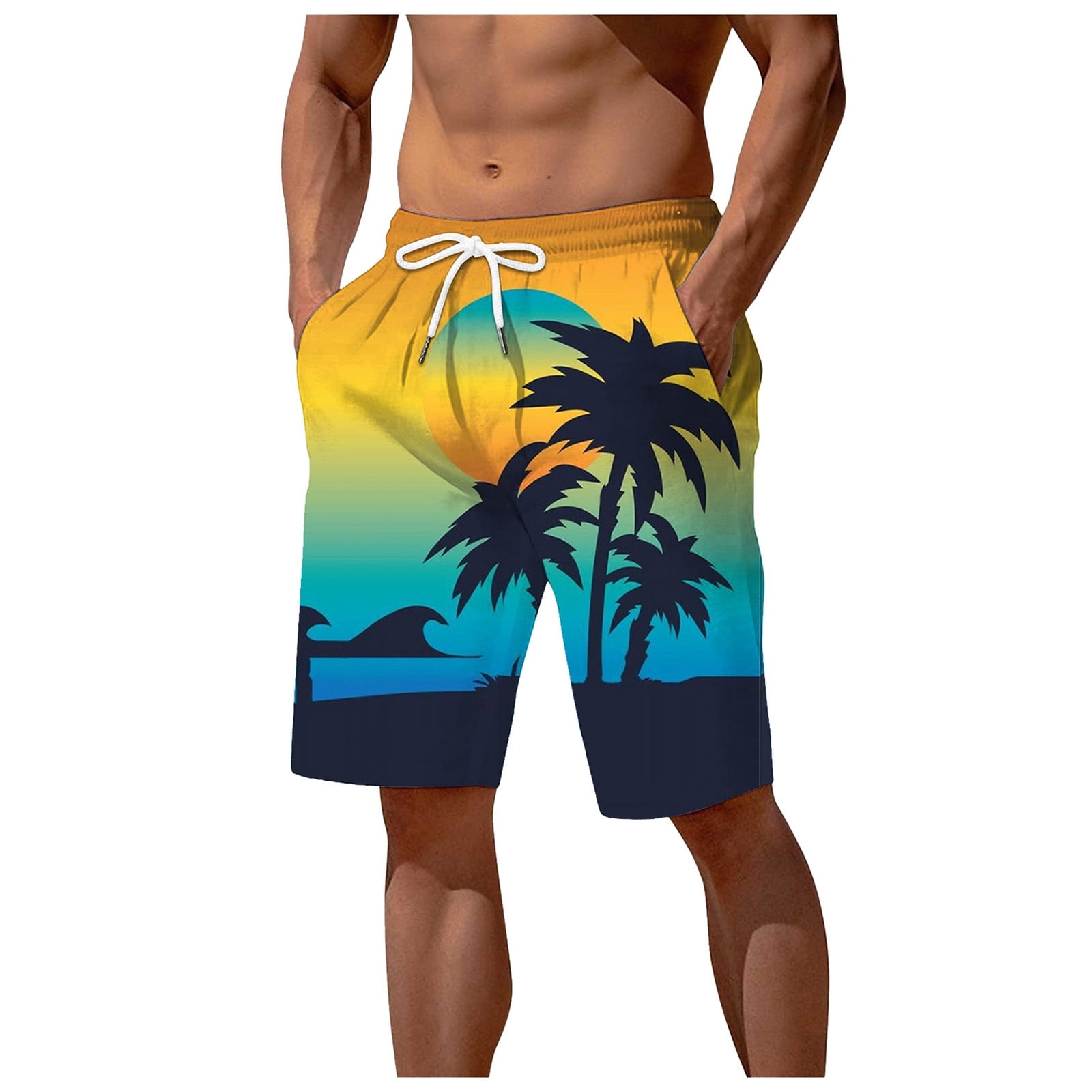 JHLZHS Plus Size Jean Shorts Men s Male Shorts Tropical Printed Elastic Waist Beach Pants Mens Board Shorts Mens Board Shorts
